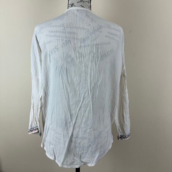 Lucky Brand Oversized Gauze Tunic Top SIzeXS Boho Embroidered Cottagecore Resort - Picture 4 of 11